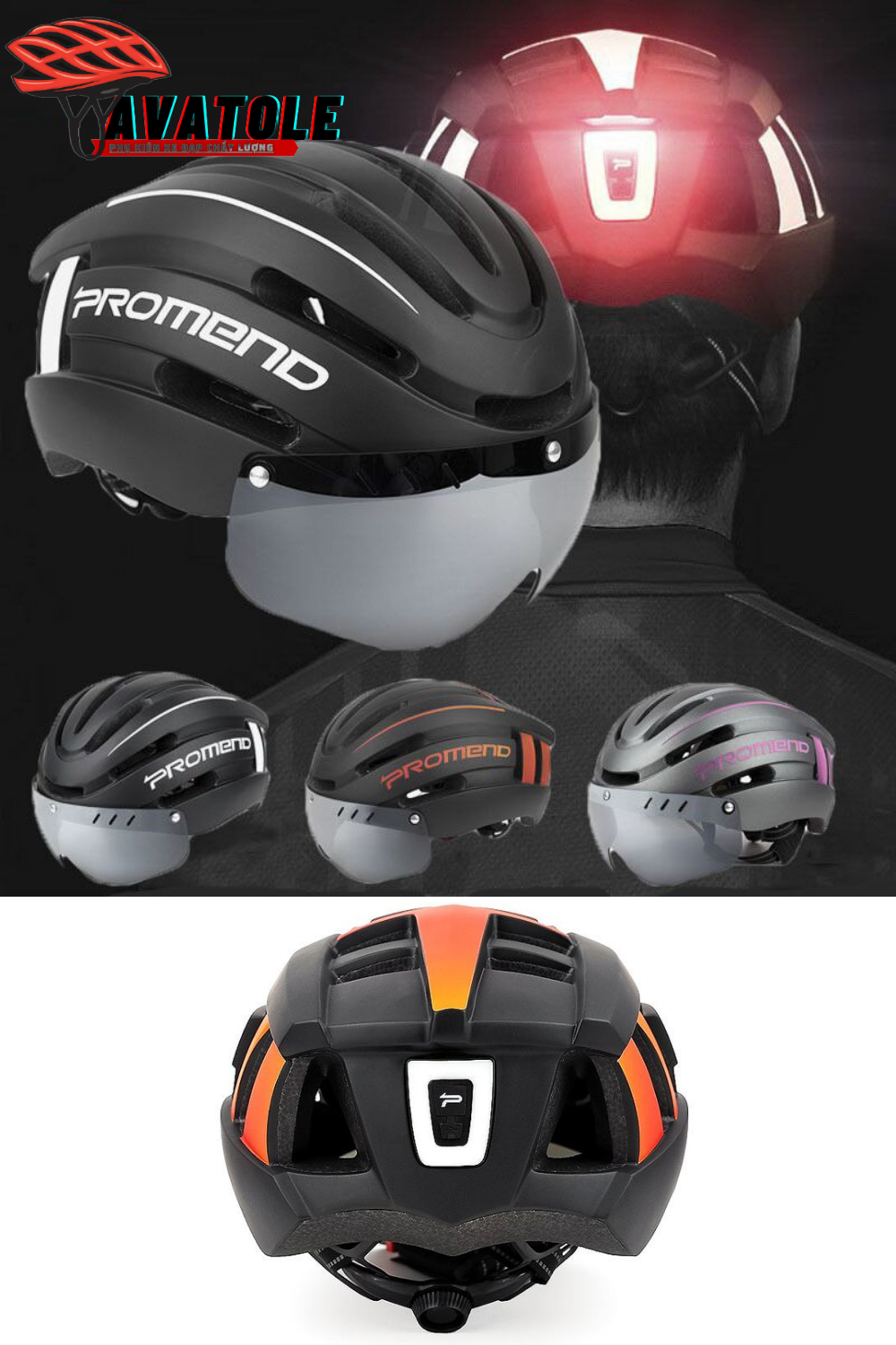 Chi tiết nón Promend co kính và đèn sau