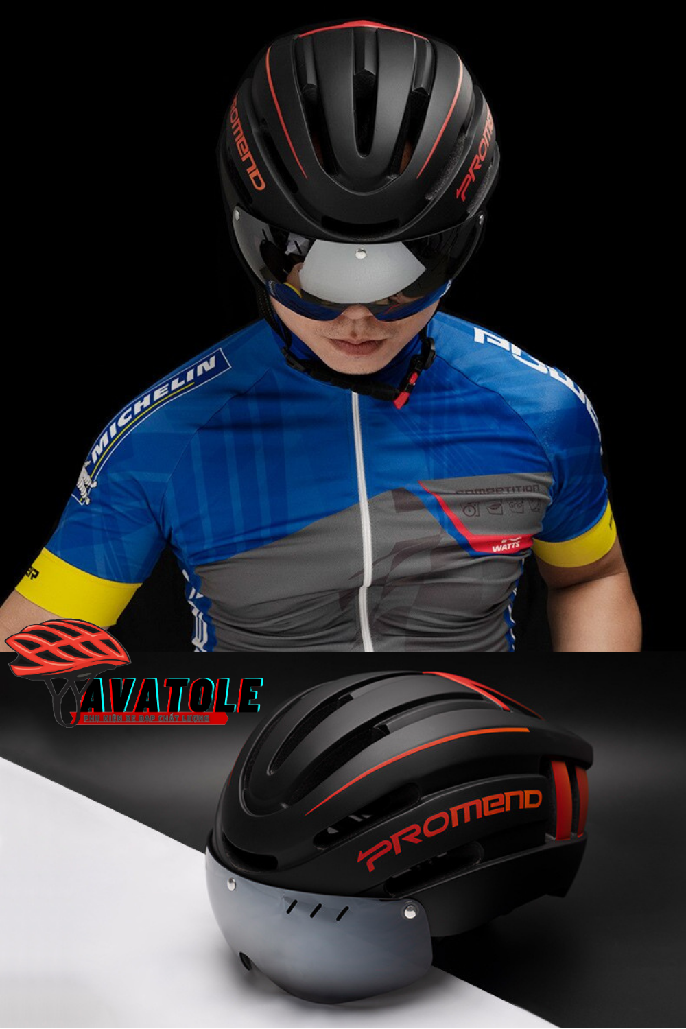 Chi tiết nón Promend co kính và đèn sau