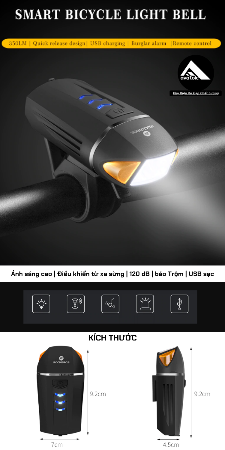Đèn Còi Xe Đạp RockBros Đèn Còi Xe Đạp RockBros
