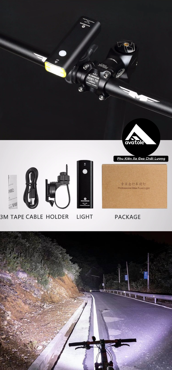Đèn Trước Xe Đạp RockBros V9C-400 Lumen
