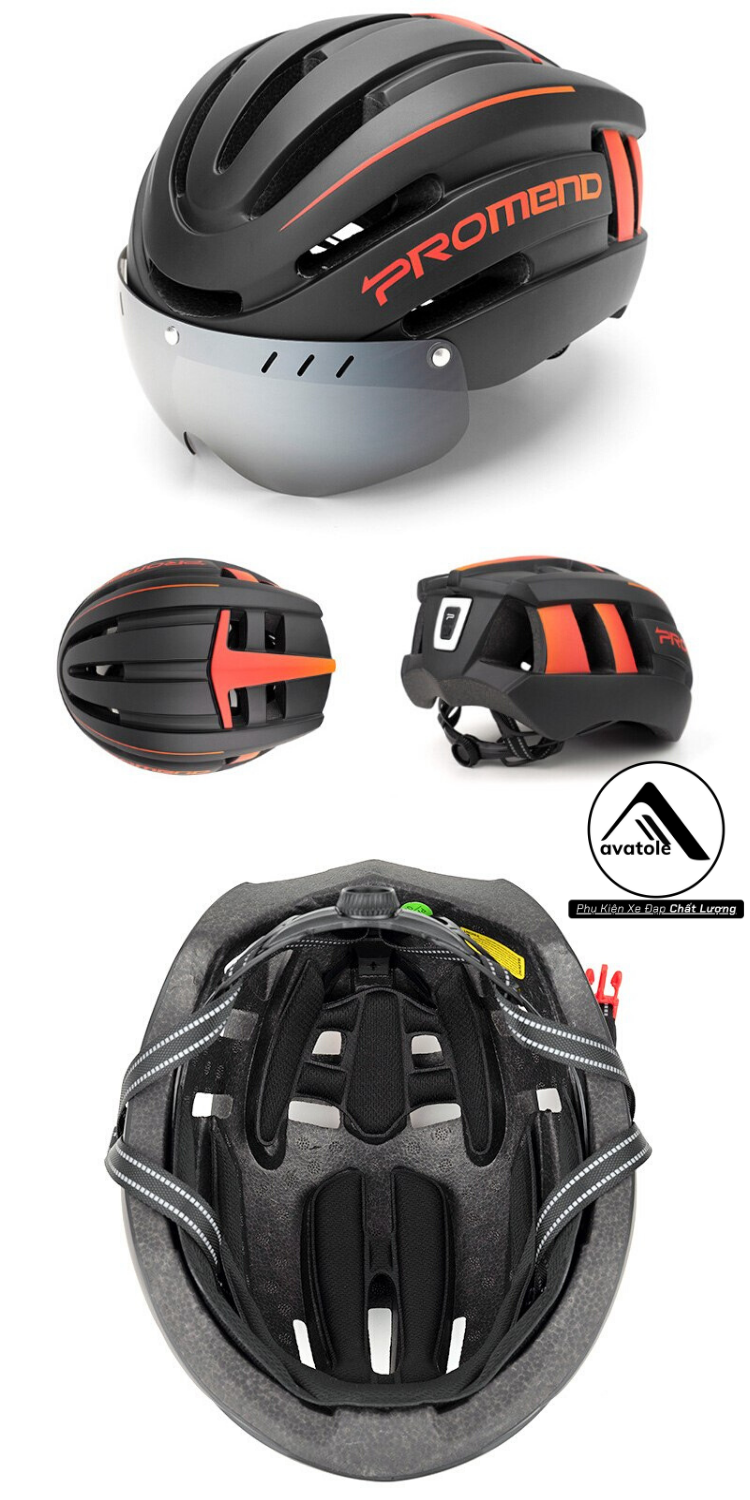 Nón Bảo Hiểm Thể Thao Promend Kính Và Đèn
