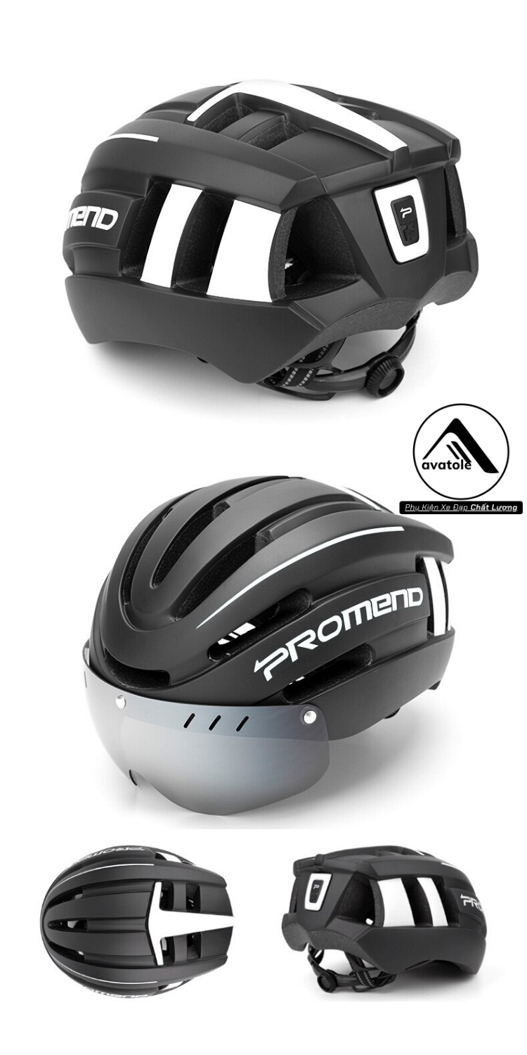 Nón Bảo Hiểm Thể Thao Promend Kính Và Đèn