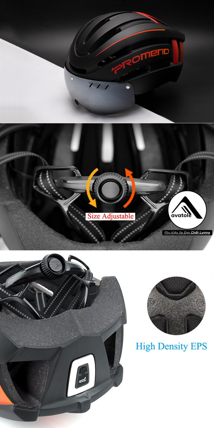 Nón Bảo Hiểm Thể Thao Promend Kính Và Đèn