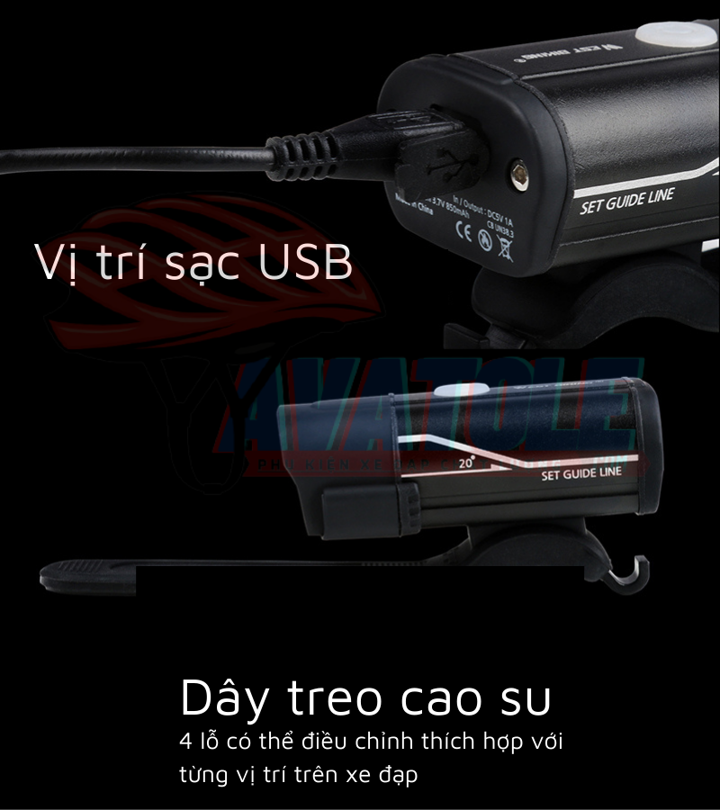 Đèn trước xe đạp West Biking L2 350 Lumen