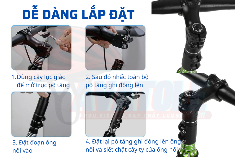 Ống nối pô tăng ghi đông xe đạp Ống nối pô tăng ghi đông xe đạp