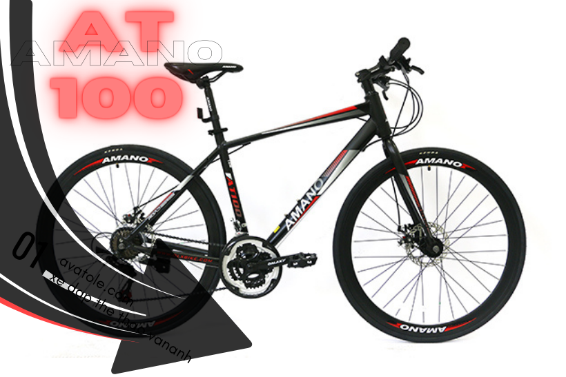 Xe Đạp Đường Trường Amano AT100 Màu Trắng Đỏ Đen Xe Đạp Đường Trường Amano AT100 Màu Trắng Đỏ Đen
