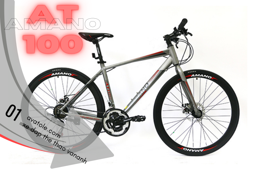 Xe Đạp Đường Trường Amano AT100 Màu Đỏ Xám Xe Đạp Đường Trường Amano AT100 Màu Đỏ Xám