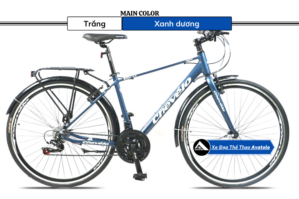 Xe đạp Touring Chevelo Elffel màu trắng xanh dương