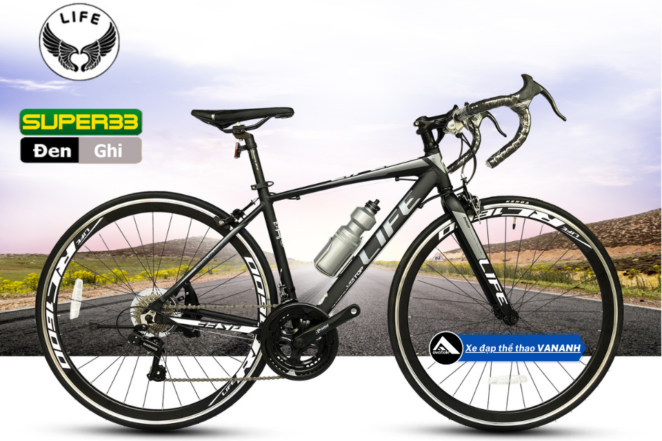 Xe Đạp Đua Life Super33 Màu Ghi Đen Xe Đạp Đua Life Super33 Màu Ghi Đen