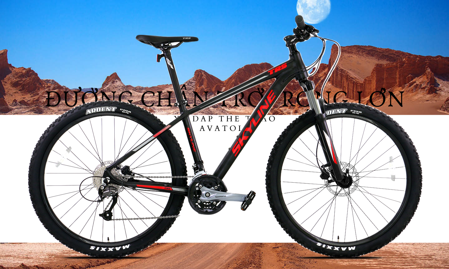 Xe đạp địa hình TRS Skyline màu đỏ đen Xe đạp địa hình TRS Skyline màu đỏ đen