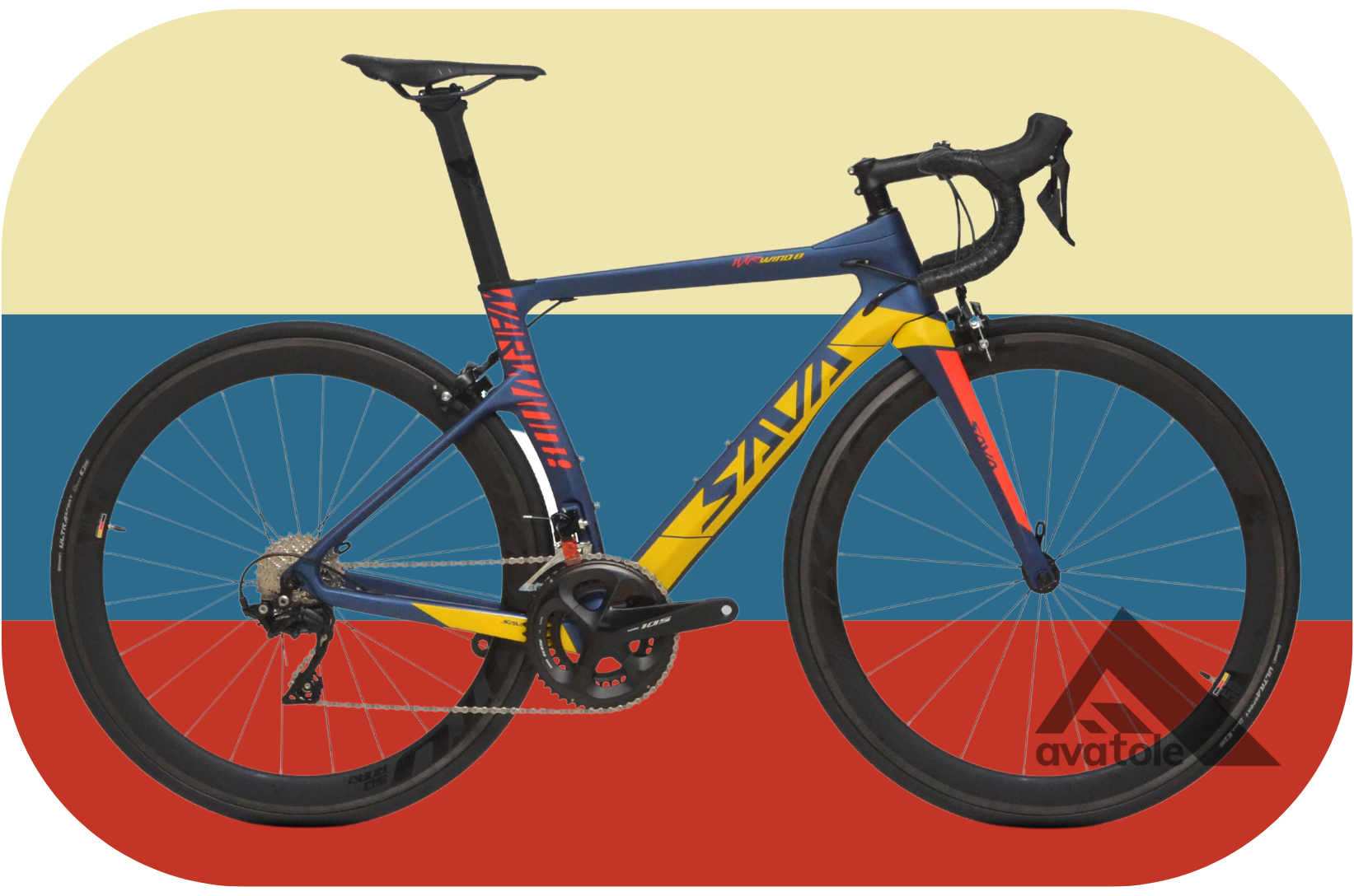 Xe đạp đua SAVA WARWIND8 màu vàng xanh dương đen