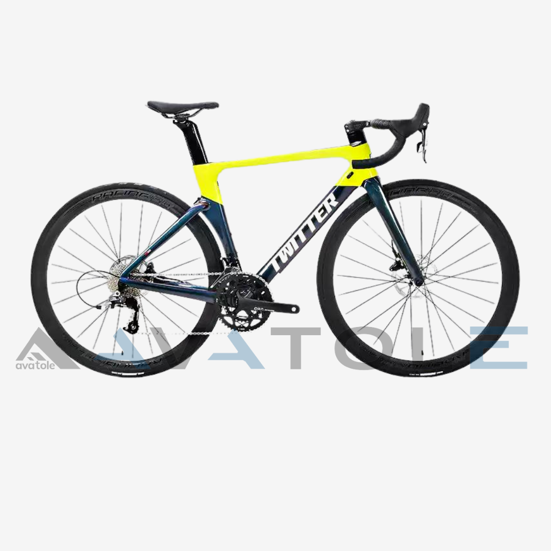 Xe đạp đua 2023 Twitter Aurora Carbon Shimano 105 R7000 màu bạc vàng đổi màu