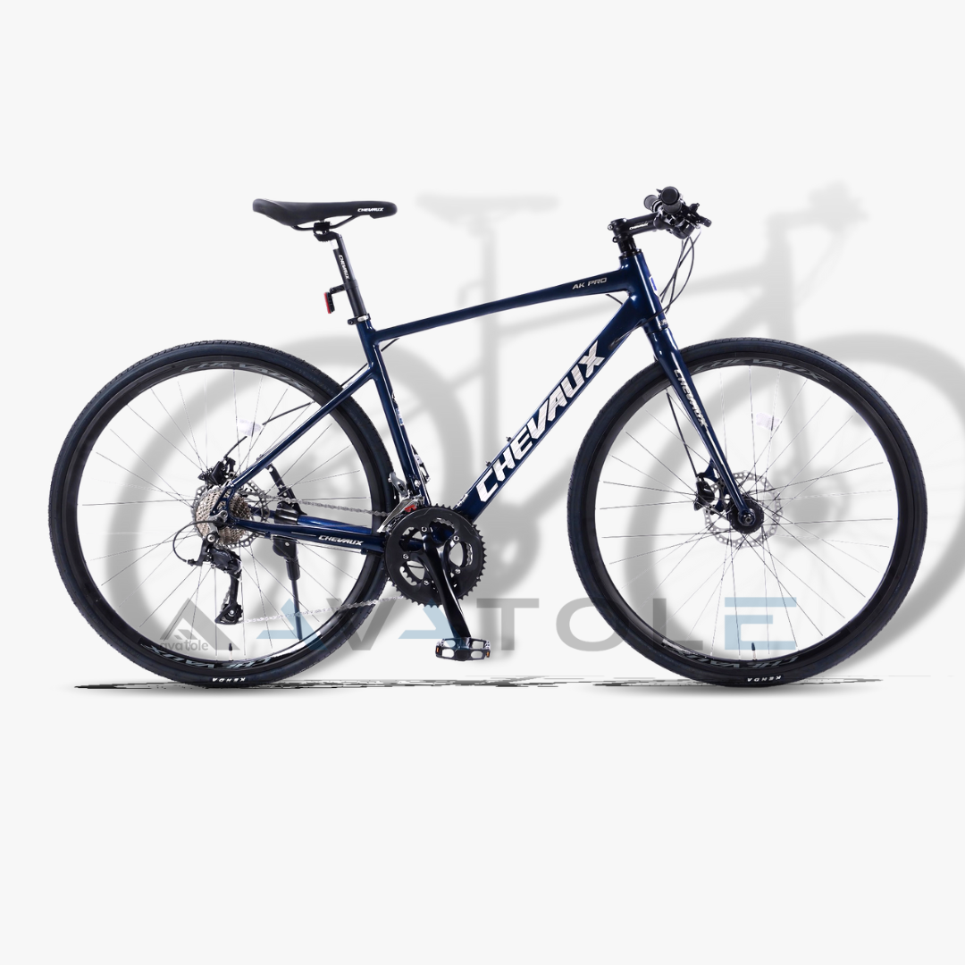 Xe đạp touring Chevaux AK Pro màu bạc xanh dương đậm