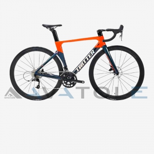 Xe đạp đua 2023 Twitter Aurora Carbon Shimano 105 R7000 màu bạc cam đổi màu