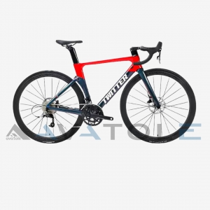 Xe đạp đua 2023 Twitter Aurora Carbon Shimano 105 R7000 màu bạc đỏ đổi màu
