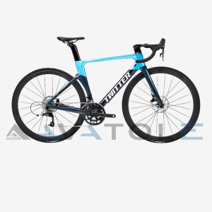 Xe đạp đua 2023 Twitter Aurora Carbon Shimano 105 R7000 màu bạc xanh dương đổi màu